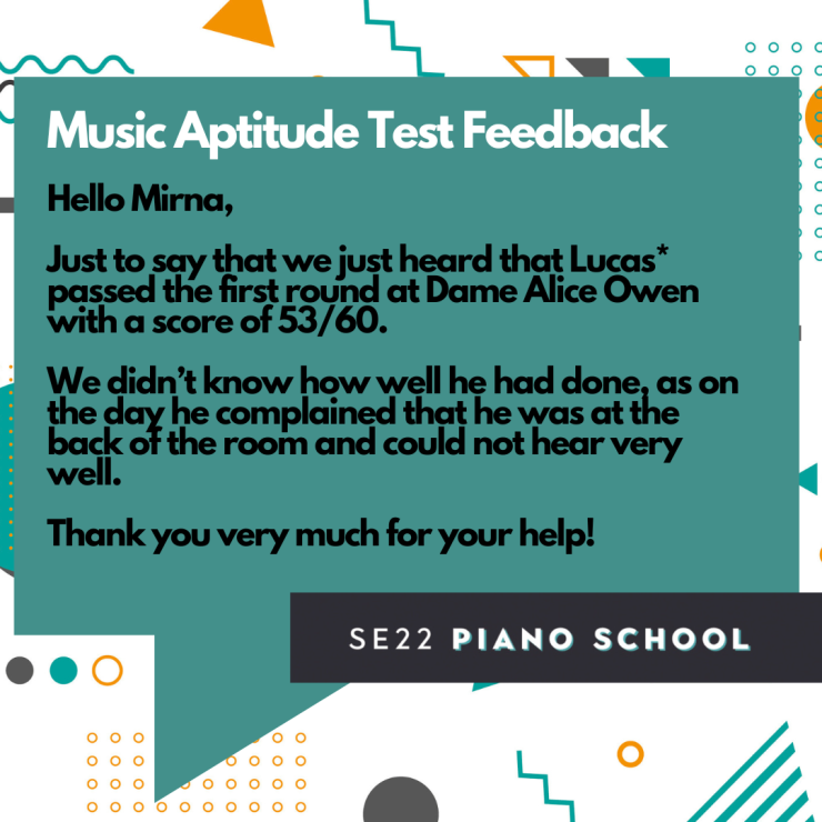 Dame Alice Owen Music Aptitude Test feedback